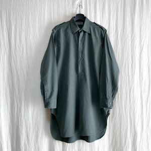 60s スイス軍 ロング丈 プルオーバーシャツ ブルーグレー グランパシャツ