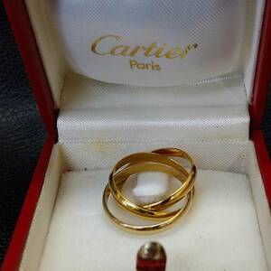 【Cartier】カルティエ K18 トリニティリング 総重量4.6g 箱付き【高級 ブランド 宝飾 750 YG PG WG 金 オシャレ アクセサリー 人気】