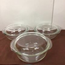 パイレックス 耐熱ガラス 岩城 ガラス　PYREX キャセロール　大1個　中2個_画像1