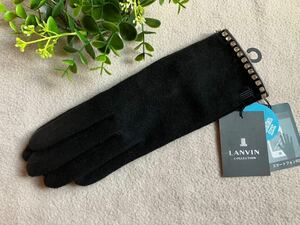 ★新品★ LANVIN ランバン 手首キラキラストーン付　スマホ対応 レディース 手袋 ブラック