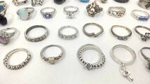 3366 ☆ 1円スタート ☆ 指輪 リング SILVER 925 刻印 石 ストーン 色石 33個 まとめ 銀 シルバー SV デザインリング アクセサリー _画像3