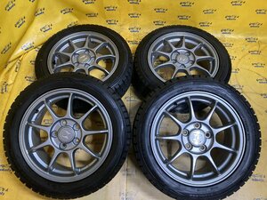 K-863☆195/55R15 DUNLOP WINTERMAXX WM01 2018年製 残溝約8.5㎜☆ホンダ純正 16x6.5J+55 5/114.3 ハブ径約64㎜☆スタッドレス☆HONDA