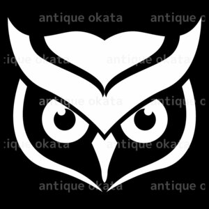 フクロウ ミミズク owl シルエット 動物 ロゴ エンブレム オーナメント シンボル カッティング ステッカー シール 縦横15cm以内