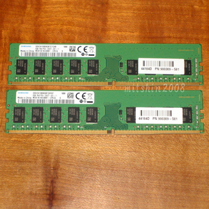 合計16GB(8GB×2枚) ECC Unbuffered DDR4-2400 Samsung PC4-2400T-ED1-11(PC4-19200)1Rx8 動作確認済 クリックポストなら送料185円[No.791]