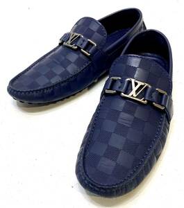 美品 LOUIS VUITTON ホッケンハイム ダミエ レザードライビングシューズ ルイヴィトン LVバッグロゴ モカシンshoes スリッポン 6 25cm