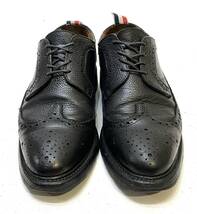 THOM BROWNE ウィングチップレザーシューズ トムブラウン 革靴 メダリオン ブローグシューズ ドレスshoes ビジネス ブラック US9 27cm_画像2