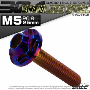 SUS304 フランジ付き ボタンボルト M5×25mm P0.8 六角穴 焼きチタン色 スノーヘッド ステンレス ボルト TR0287