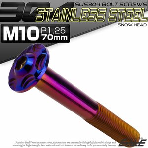 SUS304 フランジ付き ボタンボルト M10×70mm P1.25 六角穴 焼きチタン色 スノーヘッド ステンレス ボルト TR0754