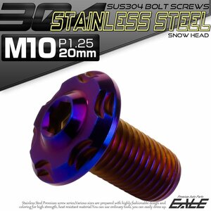 SUS304 フランジ付き ボタンボルト M10×20mm P1.25 六角穴 焼きチタン色 スノーヘッド ステンレス ボルト TR0744