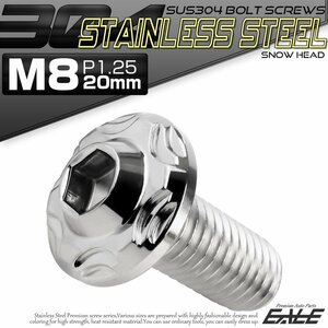 SUS304 フランジ付き ボタンボルト M8×20mm P1.25 六角穴 シルバー スノーヘッド ステンレス ボルト TR0462