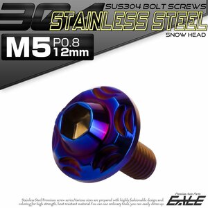 SUS304 フランジ付き ボタンボルト M5×12mm P0.8 六角穴 焼きチタン色 スノーヘッド ステンレス ボルト TR0284