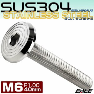 ステンレスボルト M6×40mm P1.0 シェルヘッド フラット 六角穴付 ボタンボルト SUS304 シルバー TR0775