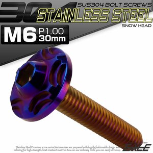 SUS304 フランジ付き ボタンボルト M6×30mm P1.0 六角穴 焼きチタン色 スノーヘッド ステンレス ボルト TR0293