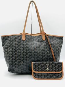 1円～GOYARD ゴヤール 定番人気 サンルイ トートバッグ ヘリンボーン 黒 茶 ブラウン ショルダーバッグ 高級素材 レアアイテム A437