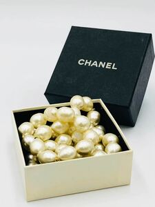 美品 1円～シャネル ＣＨＡＮＥＬ 大ぶり パールネックレス 豪華絢爛 ロングチェーン 高級感 アクセサリー 服飾小物 ヴィンテージ刻印 A419