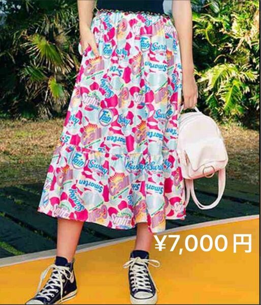 ¥7,000円 ニコロン ロングカート プリントスカート　ビッグプリント