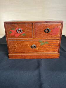 D 943 Showa Retro wooden Japanese style 2 step small drawer case chest of drawers used 