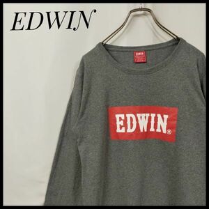 エドウィン　長袖Ｔシャツ　デカロゴ　刺繍ロゴ　クルーネック　ＥＤＷＩＮロゴ　ロンＴ　ロゴＴ　人気デザイン　一点もの