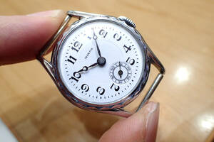 デッドストック未使用 スイス製 MINOS ◆琺瑯製文字盤 フルーテッドベゼル アンティーク手巻きメンズ腕時計