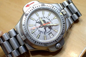 レア/美品 ハンティングワールド/スイス製 ◆SPORTABOUT ダブルフェイス/コンパス内蔵 方位磁針 メンズ腕時計