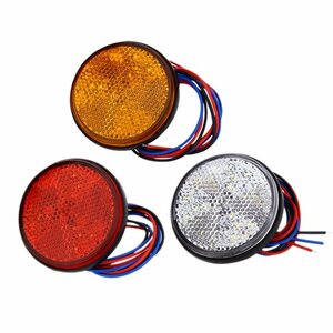 LED リフレクター 反射板 サイドマーカー 12Vー24V 【丸型・オレンジマーカー２個セット】バックランプ ブレーキランプ 尾灯 車幅