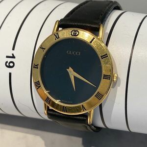腕時計 グッチ 黒文字盤 GUCCI ◆Gucci 時計　腕時計　3000.2M レトロ　アンティーク　メンズ