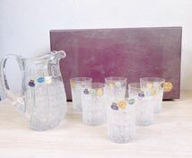 BOHEMIA GLASS ボヘミア グラス ピッチャー 7点 箱付き ハンドカット クリスタルガラス カットガラス チェコ 食器 タンブラー コレクション_画像1