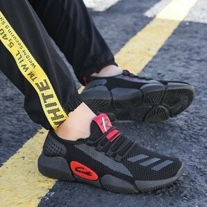 靴 26.5cm【s15黒】 メンズ スニーカー メッシュ シンプル ランニングシューズ フィットネス ウォーキング スポーツ ローカット カジュアルの画像5
