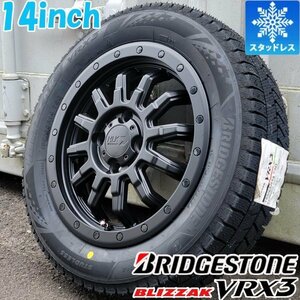 14インチ ブリヂストン ブリザック VRX3 155/65R14 スタッドレスタイヤホイール4本セット ハイゼット トラック バン デッキバン ジャンボ