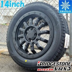 14インチ BRIDGESTONE BLIZZAK VRX3 155/65R14 スタッドレスタイヤホイール4本セット ハイゼット トラック バン デッキバン ジャンボ