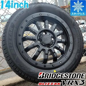 14インチ BRIDGESTONE BLIZZAK VRX3 155/65R14 国産 スタッドレス タイヤ ホイール 4本 セット S500P S510P ハイゼット ブリザック