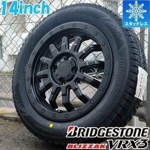 14インチ BRIDGESTONE BLIZZAK VRX3 155/65R14 国産 スタッドレスタイヤホイール4本セット サンバー ピクシス トラック アクティ NVAN