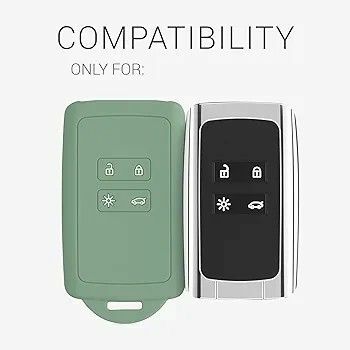 kwmobile 対応: Renault 4-ボタン 車のキー Smart Key シリコンケース（ポッタリーグリーン）