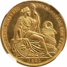 ペルー　50ソル金貨　1951年　未使用品プルーフライク　座像の女神　発行数5,292枚　NGC(MS64PL)_画像2