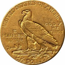 アメリカ　2.5ドル金貨　1908年　極美品　インディアンヘッド_画像3