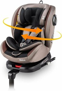 未使用★Nebio チャイルドシート ジュニアシート ISOFIX固定 360°回転式 0歳～11歳まで ターンピット ブラウン