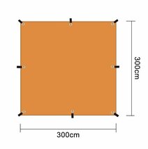 未使用★タープ天幕 オレンジ 3×3m サンシェード キャンプ車用 ペグロープ収納袋付き 防水 遮光 丈夫 アルミ蒸着 日除け 雨除け UVカット_画像2
