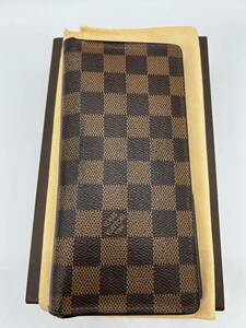 【1円スタート】LOUIS VUITTON ルイヴィトン ダミエ ポルトフォイユブラザ N60017メンズ レディース 2つ折り長財布 ブラウン 茶色