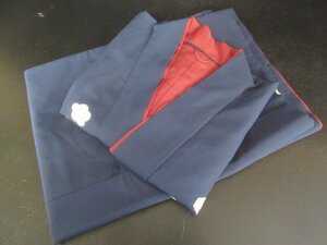 良品 化繊 小紋 洗える 二部式 着物 上下セット 作務衣 和装 和服 紫 梅 亀甲 草花 上衣 下衣【夢職】★★