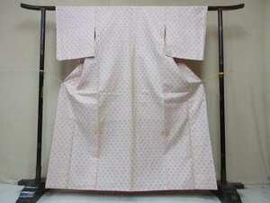 1円 中古 正絹 着物 白大島紬 アンティーク マルキ 丸文 幾何学 抽象 高級 袷 身丈149cm 裄63cm【夢職】★★★