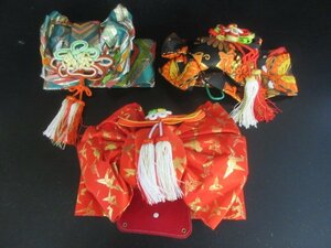 中古 化繊 二部式帯 付帯 子供 女児 七五三 大量 まとめて3本 簡易帯 着物 祭り 花火 結び帯 趣味【夢職】★★