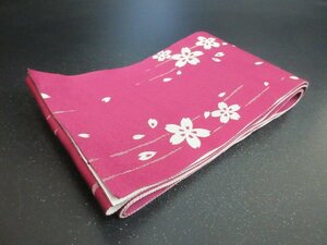 1円 良品 化繊 半幅帯 リバーシブル 枝垂れ桜 正月 浴衣 高級 お洒落 和装小物 長さ348cm【夢職】★★★