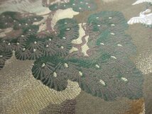 1円 良品 正絹 丸帯 総刺繍 アンティーク 大正浪漫 飛鶴 家屋 草花 古典文様 全通柄 高級 長さ390cm◆逸品◆【夢職】★★★★_画像8