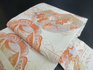 1円 良品 正絹 名古屋帯 アンティーク レトロ 膨れ 壺 花絵皿 花瓶 古伊万里 可愛い 全通柄 九寸帯 長さ396cm【夢職】★★★