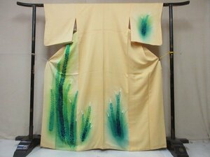 1円 良品 正絹 着物 訪問着 縮緬 正月 草花 洋花 シンプル 高級 袷 身丈154cm 裄65cm【夢職】★★★