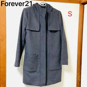 Forever21 コート フード付き グレー S ウール 羊毛