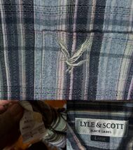 ☆ライル＆スコット【LYLE&SCOTT】麻混　リネン混 半袖シャツ　チェックシャツ L 紺　青　サックス_画像5