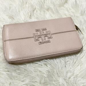 美品 トリーバーチ 白 長財布 レザー TORY BURCH ラウンドファスナー