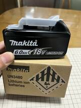 マキタ　バッテリー　純正　18V-6.0Ah　BL1860B　1個　　セット品に付属のモノ。_画像1