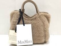 957■ 未使用タグ付き MaxMara マックスマーラ テディベア 2way ハンド ショルダーバッグ ボア×レザー ウール シルク カーフ _画像2